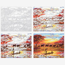 Загрузите изображение в программу просмотра галереи, CHENISTORY слон закат Diy картина по номерам пейзаж Современная настенная живопись на холсте ручная роспись уникальный подарок для дома