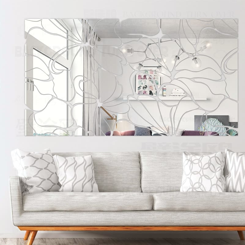 Pegatinas de pared de espejo acrílico decorativas abstractas cuadradas DIY creativas calcomanías de pared de TV dormitorio sala de estar decoración del hogar póster R001