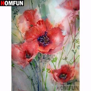 HOMFUN Full Square/Round Drill 5D DIY Diamond Painting "Red flower" 3D Diamond Embroidery Cross Stitch Home Decor A18614