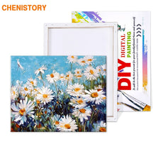 Загрузите изображение в программу просмотра галереи, CHENISTORY бескаркасная хризантема DIY картина по номерам Современная настенная живопись на холсте ручная роспись маслом для домашнего декора 40x50