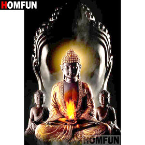 HOMFUN 5D DIY Diamond Painting Full Square/Round Drill "Buddha statue" 3D Embroidery Cross Stitch gift Home Decor A00128