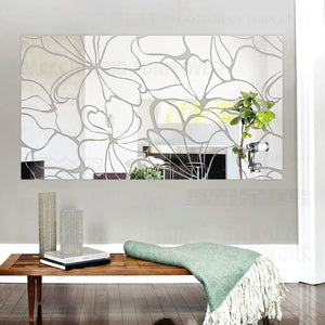 Pegatinas de pared de espejo acrílico decorativas abstractas cuadradas DIY creativas calcomanías de pared de TV dormitorio sala de estar decoración del hogar póster R001