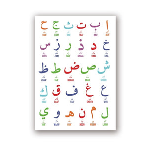 Arabic Islamic Wall Art Canvas Painting Arabic Letters Alphabets Numerals Poster Prints Nursery Kids Room Wall Art Decor