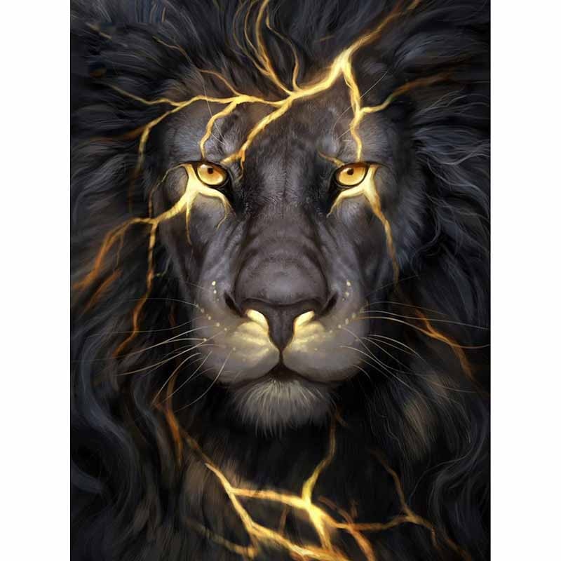 Full Square Diamond Embroidery Diy Diamond Painting Craft Decorated Living Room Good Gift Black Lion KBL