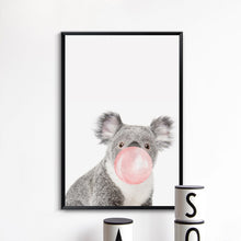 Загрузите изображение в программу просмотра галереи, Жевательная резинка с пузырьками, Жираф, Зебра, постеры с животными, холст, живопись, настенная живопись, декоративная картина для детской комнаты, скандинавский стиль, детский деко