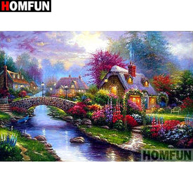 HOMFUN plein carré/rond perceuse 5D bricolage diamant peinture 