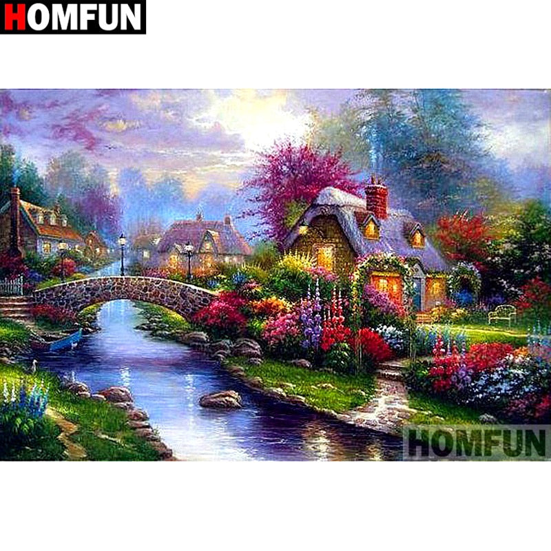 HOMFUN Full Square/Round Drill 5D DIY Diamond Painting "Flower landscape" Embroidery Cross Stitch 3D Home Decor Gift A16940