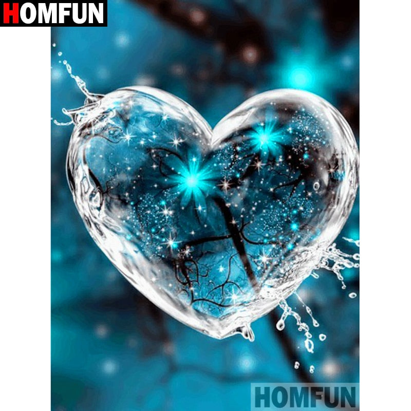 HOMFUN Full Diamond Embroidery "Water heart" Diamond Painting Cross Stitch Patterns Rhinestone Unfinished Home Decor A19438