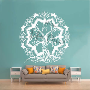 Life Of Tree Wall Art Decals Mandala Tree Vinyl Wall Sticker Home Decoration Yoga Studio Tree Wall Mandala Murals AC252