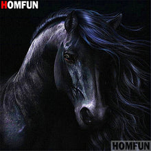 Charger l&#39;image dans la galerie, HOMFUN plein carré/rond perceuse 5D bricolage diamant peinture &quot;Animal cheval&quot; 3D broderie point de croix 5D décor à la maison A17661