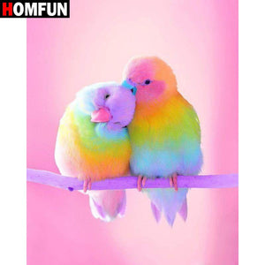 HOMFUN Full Square/Round Drill 5D DIY Diamond Painting "Colored bird love" Embroidery Cross Stitch 3D Home Decor Gift A10314