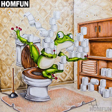 Charger l&#39;image dans la galerie, HOMFUN plein carré/rond perceuse 5D bricolage diamant peinture &quot;toilette grenouille&quot; 3D broderie point de croix 5D décor à la maison cadeau A00615