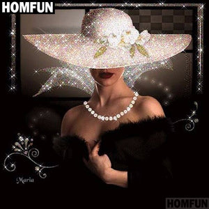 HOMFUN Full Square/Round Drill 5D DIY Diamond Painting &quot;Hat beauty&quot; 3D Embroidery Cross Stitch 5D Decor Gift A00571