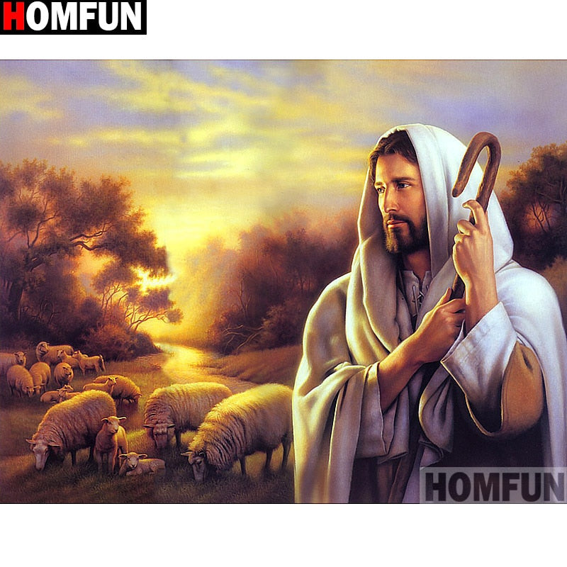 HOMFUN Full Square/Round Drill 5D DIY Diamond Painting "Religious Jesus" 3D Embroidery Cross Stitch 5D Home Decor A13521