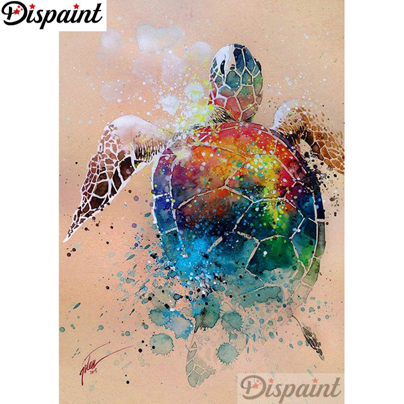 Dispaint Full Square/Round Drill 5D DIY Diamond Painting "Colored turtle" Embroidery Cross Stitch 3D Home Decor A11475