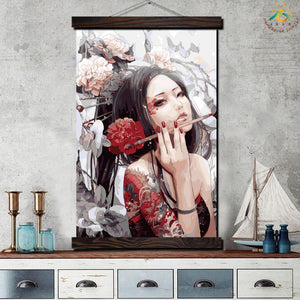 Cuadro sobre lienzo para pared, carteles e impresiones, imagen en la pared, decoración del hogar, arte moderno en lienzo, Kits de Asia, chica glamurosa