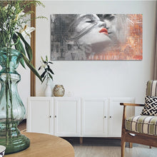 Carica l&#39;immagine nel visualizzatore della Galleria, Poster e stampe di arte moderna dei graffiti Pittura su tela di arte della parete Pittura astratta amante bacio Pittura decorativa per l&#39;arredamento del soggiorno