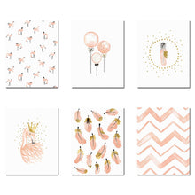 Carica l&#39;immagine nel visualizzatore della Galleria, Decorazione della camera da letto della ragazza della scuola materna Piuma di fenicottero Wall Art Canvas Poster e stampa Cartoon Painting Immagini a parete per soggiorno