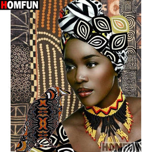 HOMFUN Full Square/Round Drill 5D DIY Diamond Painting &quot;African woman&quot; 3D Embroidery Cross Stitch 5D Home Decor A13449
