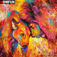 Charger l&#39;image dans la galerie, HOMFUN plein carré/rond perceuse 5D bricolage diamant peinture &quot;Animal lion&quot; 3D broderie point de croix 5D décor à la maison A07247