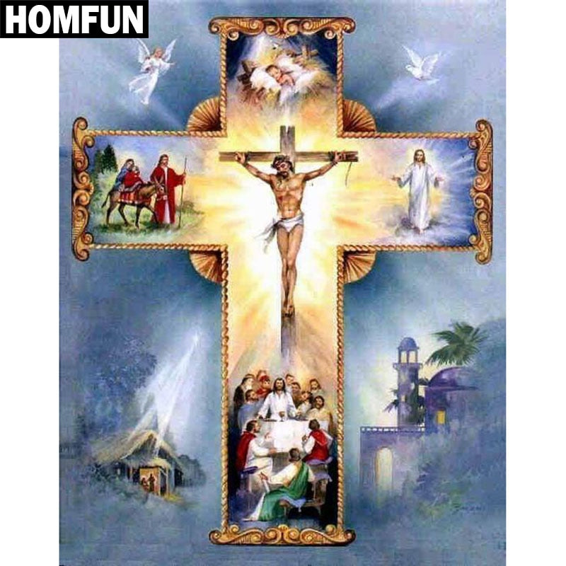 HOMFUN Full Square/Round Drill 5D DIY Diamond Painting "Religious Jesus" Embroidery Cross Stitch 5D Home Decor Gift A03828
