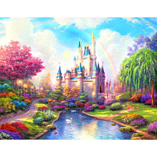 Cargar imagen en el visor de la galería, 5d Diy diamante pintura paisaje &quot;Castillo de fantasía rosa&quot; bordado de diamantes 3d punto de cruz bordado diamante mosaico hogar Kit