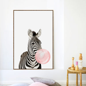 Bubble Kaugummi Giraffe Zebra Tier Poster Leinwand Kunst Malerei Wandkunst Kinderzimmer Deko Bild Nordischer Stil Kinder Deko