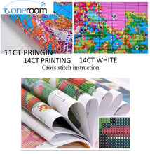 Laden Sie das Bild in den Galerie-Viewer, Eine ruhige Nacht Landschaftsmalerei Muster gezählt auf Leinwand gedruckt Chinesische Kreuzstich-Kit Handarbeit Set Stickerei