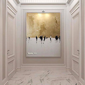 Golden picture Hand painted High Quality Abstract Oil painting Wall Art on Canvas art Abstract gold Oil painting for living room