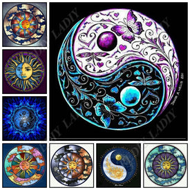 Pintura de diamante cuadrado/redondo completo, Mandala de sol, bordado de diamantes, patrón de mosaico de cristal, manualidades de punto de cruz con cuentas, decoración del hogar