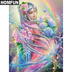 HOMFUN Full Square/Round Drill 5D DIY Diamond Painting "Flower Fairy" 3D Stickerei Cross Stitch 5D Decor Gift A00561