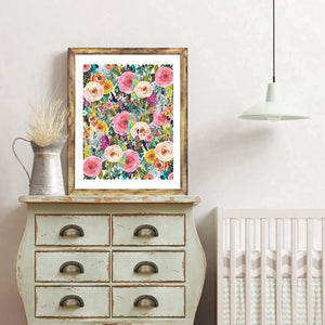 Estampado de flores acuarela Floral cuadro sobre lienzo para pared cuadro hogar dormitorio estudio Oficina arte de la pared Decoración