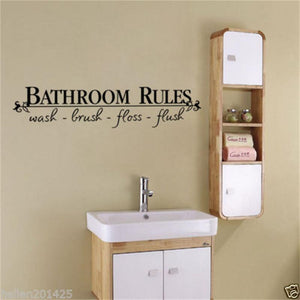 Baño reglas puerta signo vinilo citas letras palabras pegatinas de pared baño baño baño decoración hogar Decoración calcomanía arte