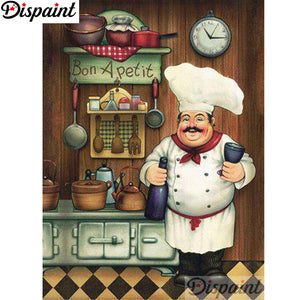 Dispaint Full Square/Round Drill 5D DIY Diamond Painting "Cartoon chef scenery" Embroidery Cross Stitch 5D Home Decor A18428