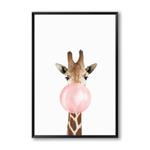 Bubble Kaugummi Giraffe Zebra Tier Poster Leinwand Kunst Malerei Wandkunst Kinderzimmer Deko Bild Nordischer Stil Kinder Deko