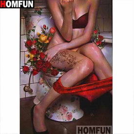 HOMFUN plein carré/rond perceuse 5D bricolage diamant peinture 