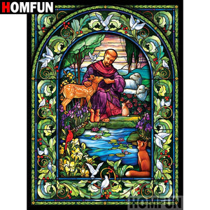 HOMFUN Full Square/Round Drill 5D DIY Diamond Painting &quot;Religious Jesus&quot; Embroidery Cross Stitch 5D Home Decor Gift A08737