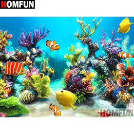 HOMFUN plein carré/rond perceuse 5D bricolage diamant peinture 