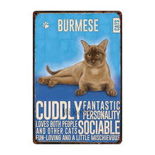 Charger l&#39;image dans la galerie, [Mike86] J&#39;aime mon chat tigré birman chats noirs étain signe personnalisé affiche personnalité classique métal peinture décor Art ZZ-03