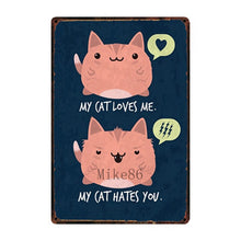 Charger l&#39;image dans la galerie, [Mike86] J&#39;aime mon chat tigré birman chats noirs étain signe personnalisé affiche personnalité classique métal peinture décor Art ZZ-03