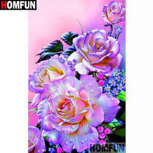 HOMFUN cuadrado completo/taladro redondo 5D DIY pintura de diamante "paisaje de flores" bordado punto de cruz 5D decoración del hogar regalo A17015