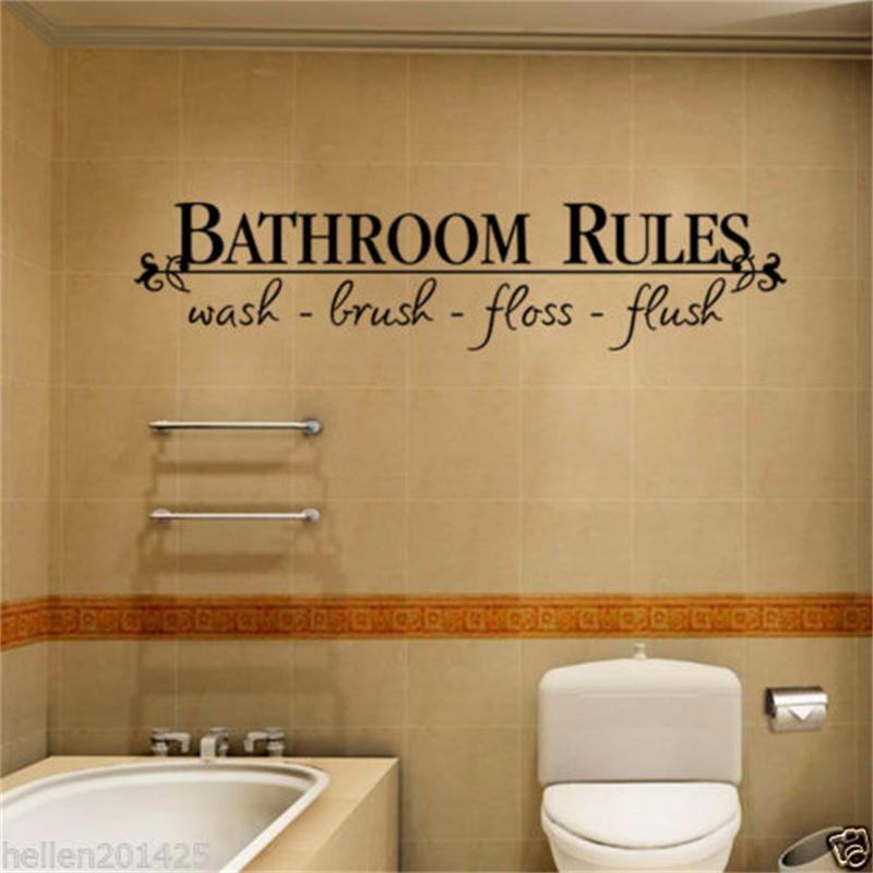 Baño reglas puerta signo vinilo citas letras palabras pegatinas de pared baño baño baño decoración hogar Decoración calcomanía arte