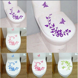 Бабочка Цветок Лоза Ванная Комната Наклейки На Стены Украшения Дома Обои Наклейки На Стены Для Туалета Декоративные Наклейки Домашний Декор