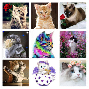 5D DIY Full Square Diamond Painting Painting Cartoon Animals Cats Mosaic Embroidery Cross stitch Embroidery Crafts Decoration