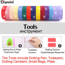 Cargar imagen en el visor de la galería, Pintura de pintura con bordado de diamantes, pintura de diamantes &quot;El paisaje&quot;, cuadro redondo cuadrado completo de decoración de diamantes de imitación