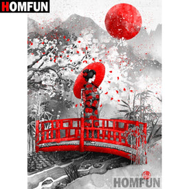 HOMFUN plein carré/rond perceuse 5D bricolage diamant peinture 