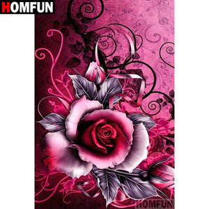 HOMFUN Full Square/Round Drill 5D DIY Diamond Painting &quot;Red flower&quot; 3D Diamond Embroidery Cross Stitch Home Decor A18717