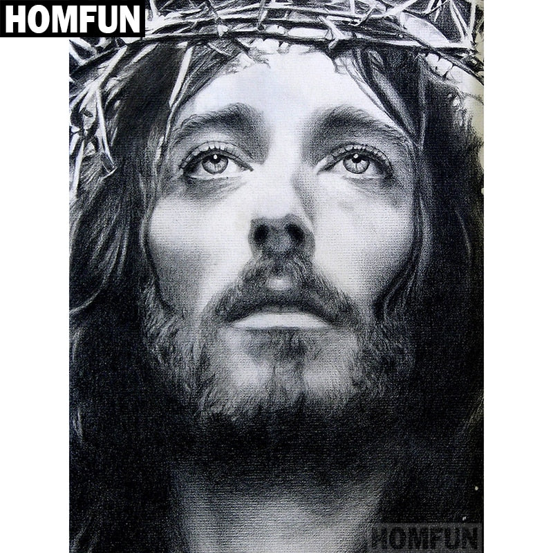 HOMFUN Full Square/Round Drill 5D DIY Diamond Painting "Jesus religion" 3D Embroidery Cross Stitch 5D Home Decor A00694