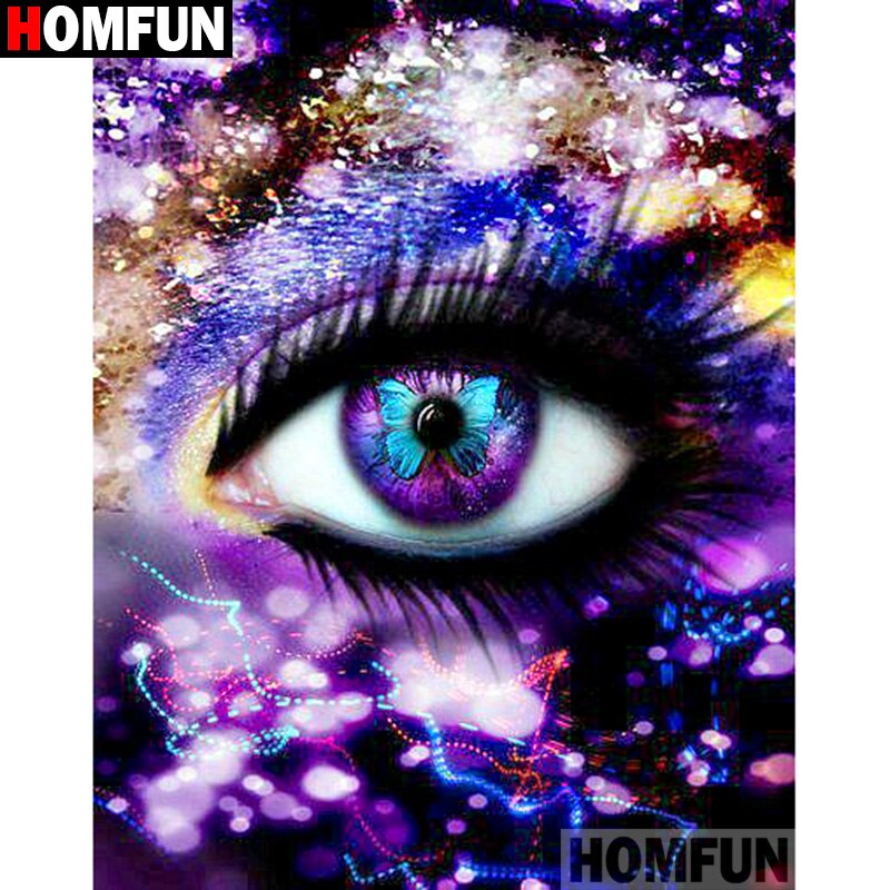 HOMFUN Full Square/Round Drill 5D DIY Diamond Painting "Butterfly eye " 3D Diamond Embroidery Cross Stitch Home Decor A19507