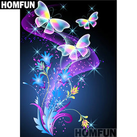 HOMFUN plein carré/rond perceuse 5D bricolage diamant peinture 